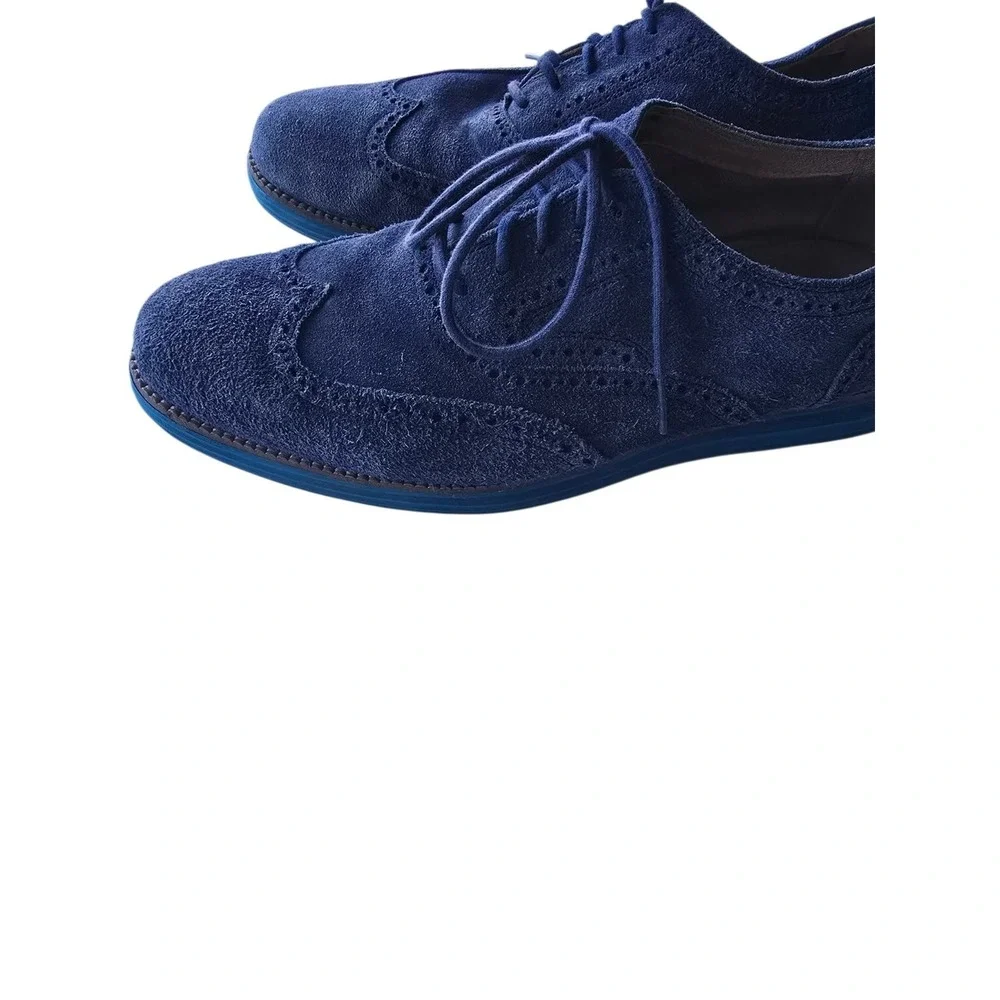 Cole Haan Mens‎ Wingtip Oxford Navy Oxford Suede Shoes Size 11 C23720